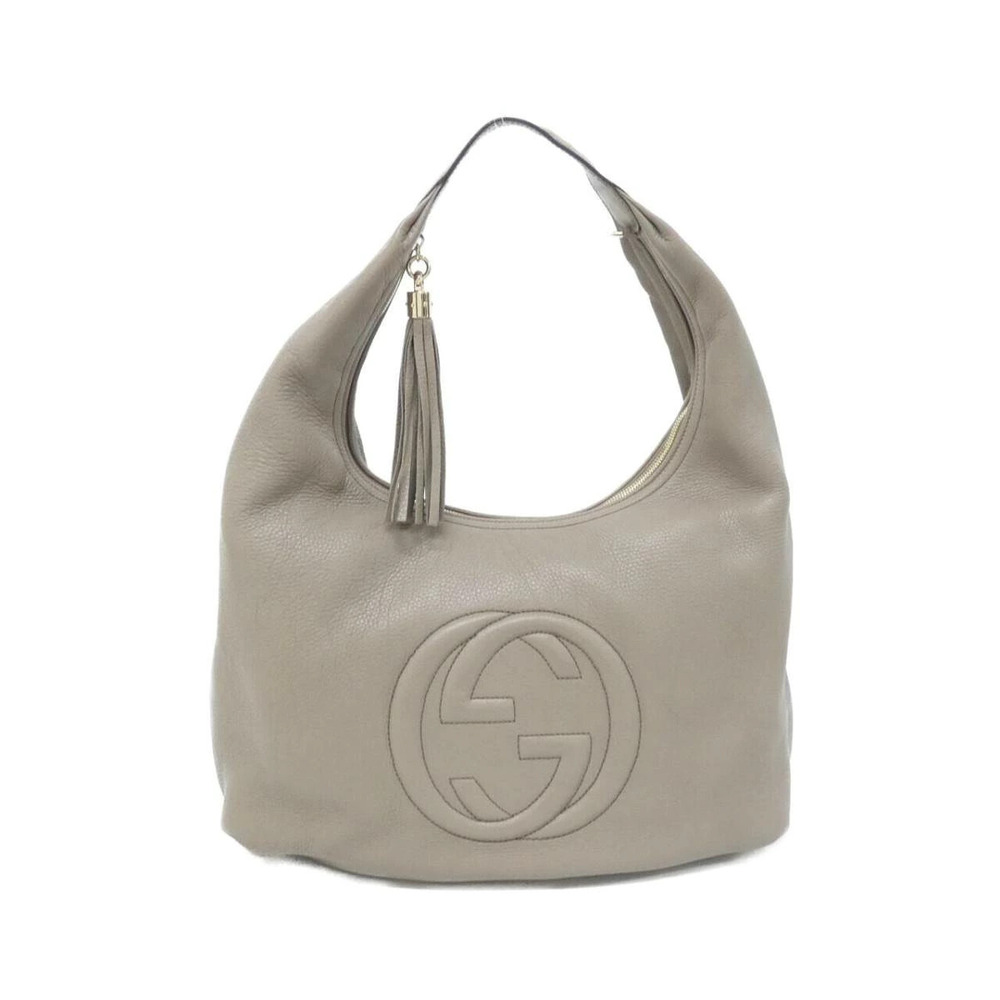 Gucci Taupe Soho Hobo Bag interlocking G logo tassel White